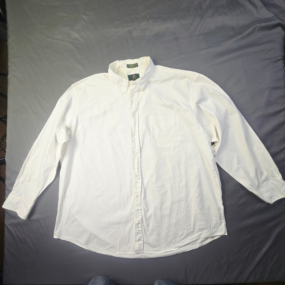 Club Room Estate Oxford Button Down Shirt Mens 18.5-35 White Long Sleeve